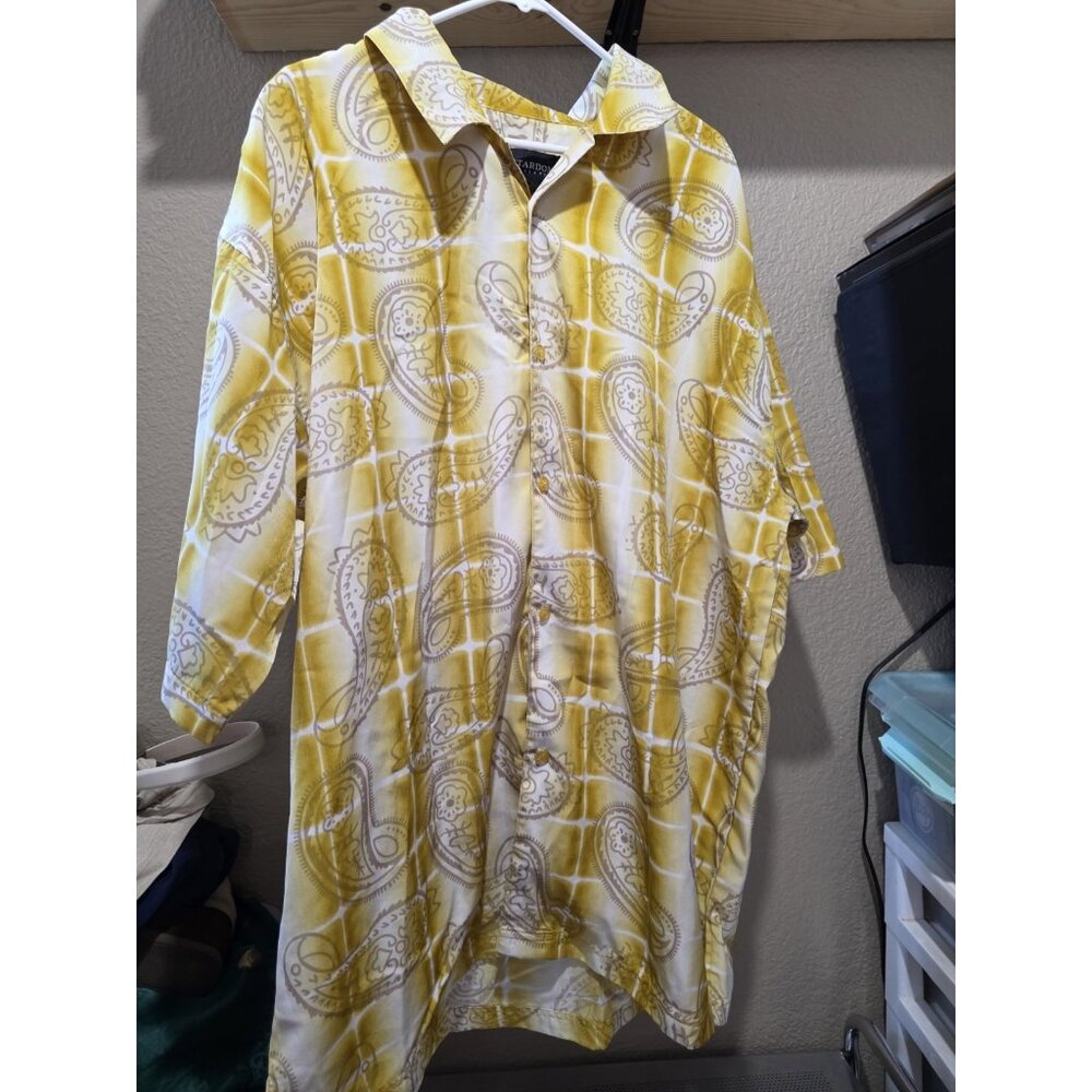 Stardom Collection Yellow Paisley Bold Print Shirt Button Down Men's 2XL